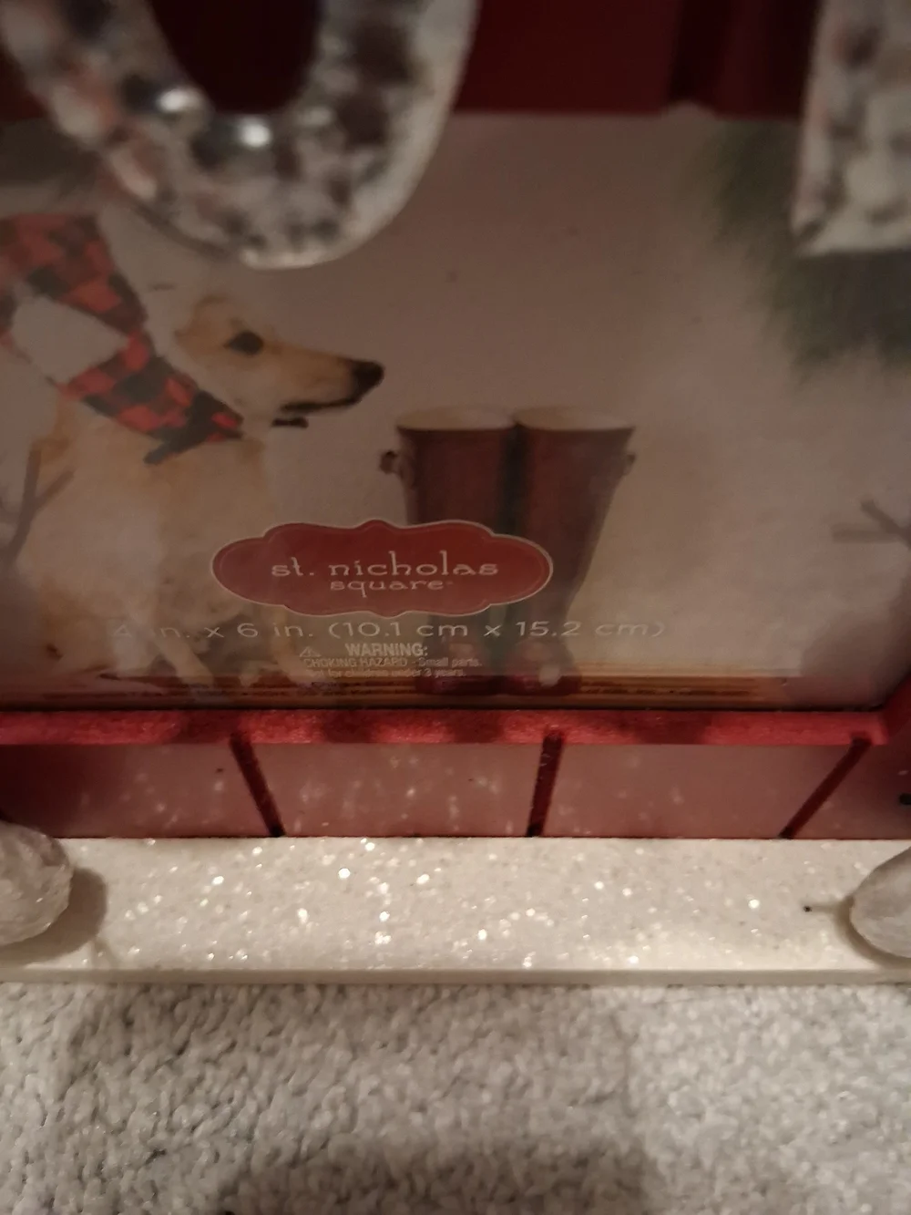 St. Nicholas Square Red Holiday Frame with Sparkling JOY and Snowmen